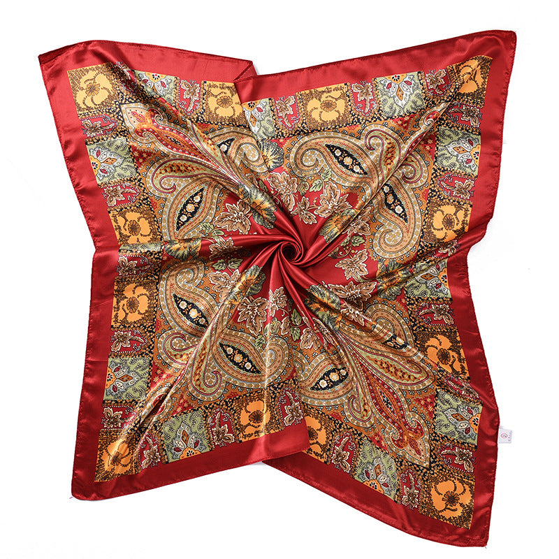 Retro-print Satin Scarf