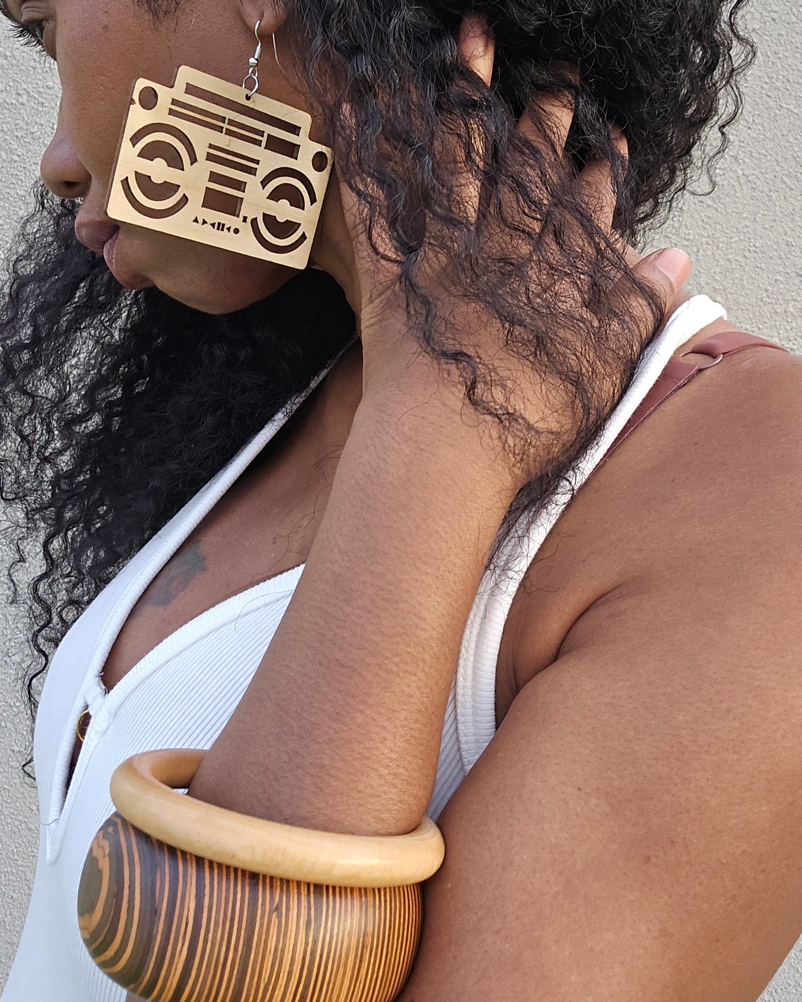 Laser-Cut Boombox Wooden Earrings
