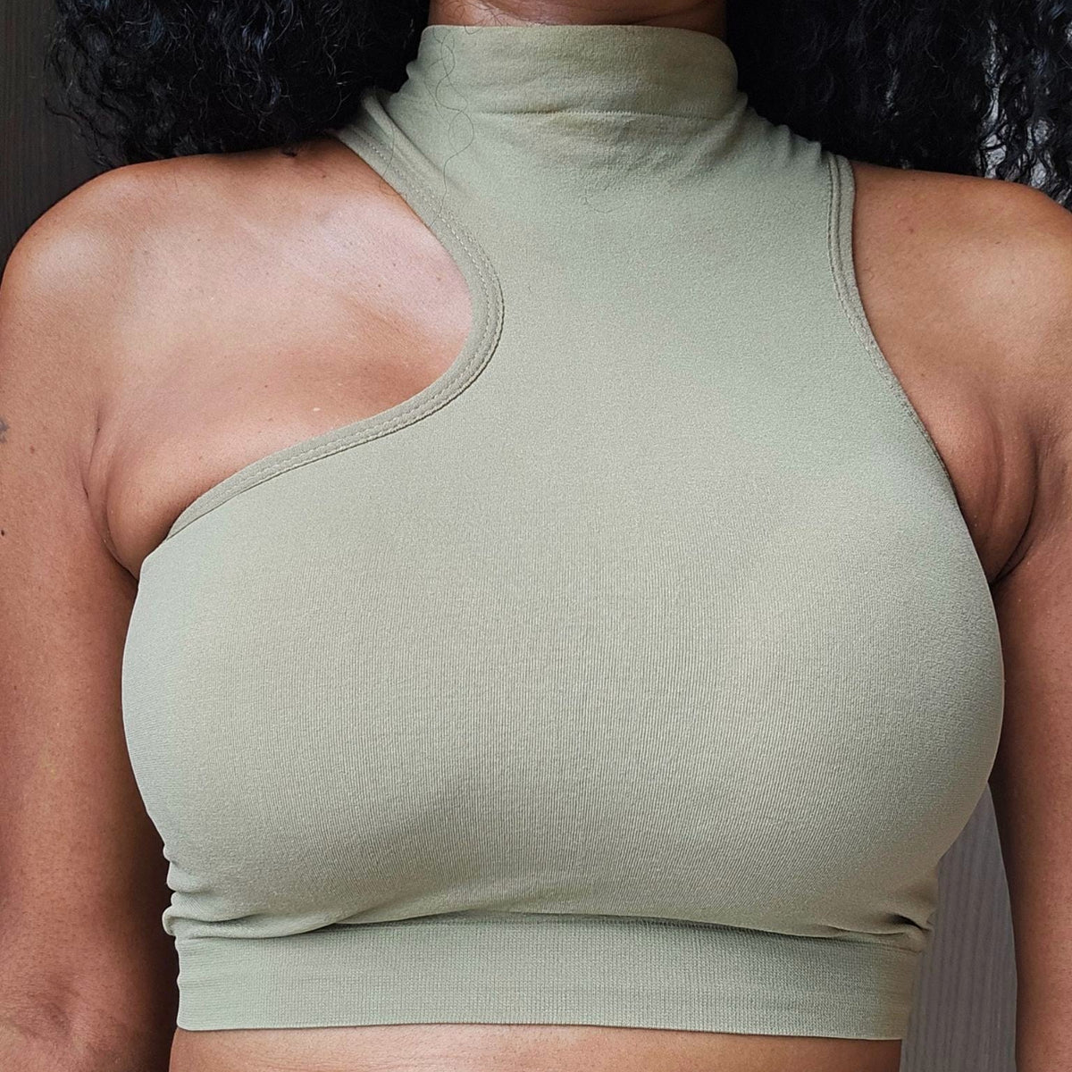 The Asymmetrical Mock Neck Crop Top