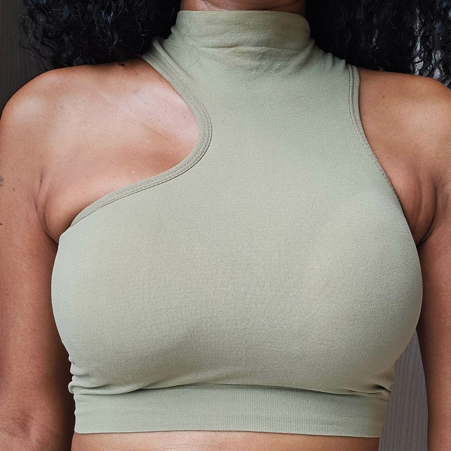 The Asymmetrical Mock Neck Crop Top