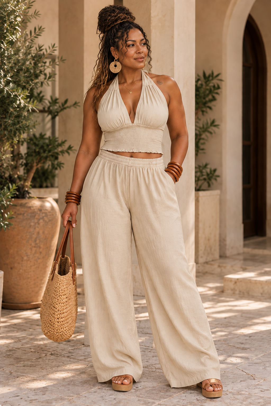 Soft Life Halter 2-piece Pant Set