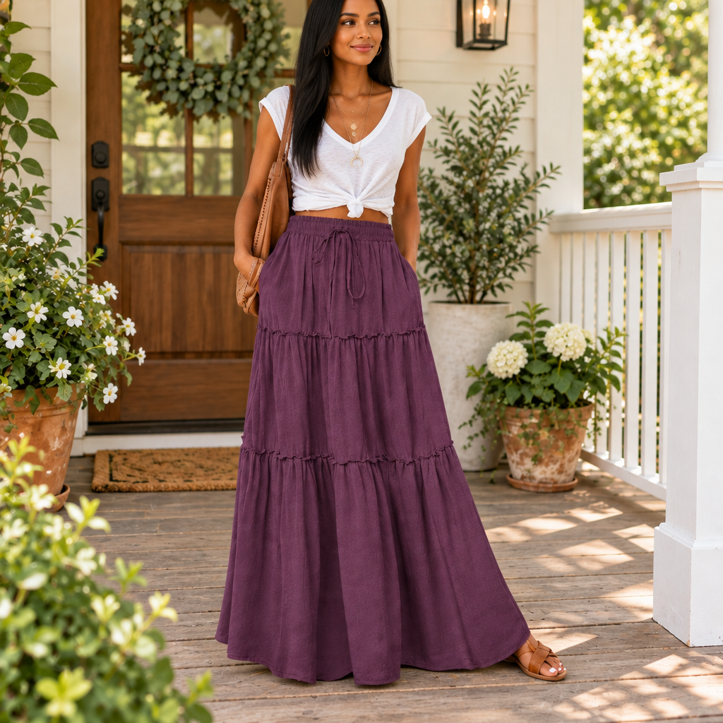 Earthy Essentials Tiered Maxi Skirt