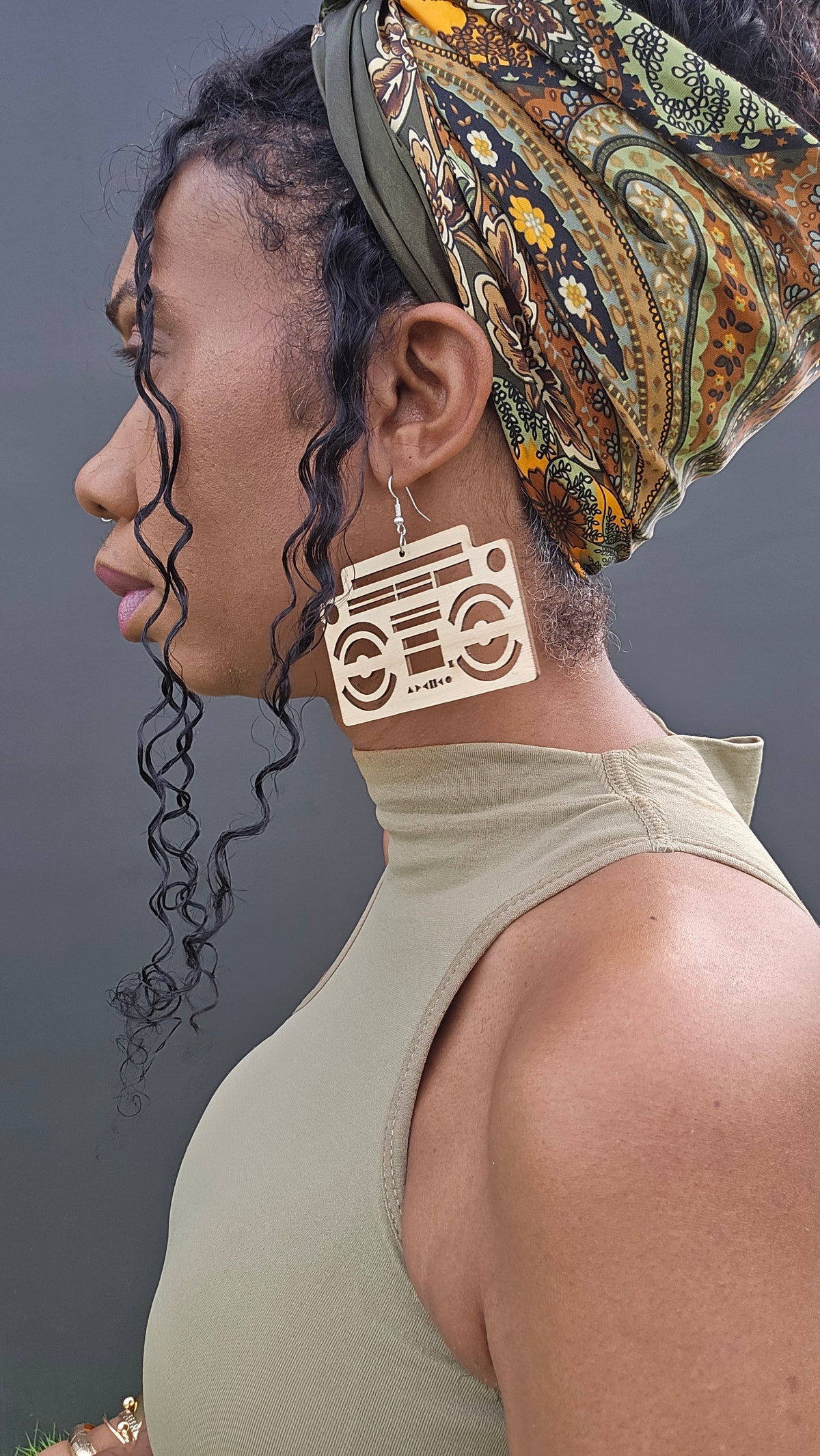 Laser-Cut Boombox Wooden Earrings